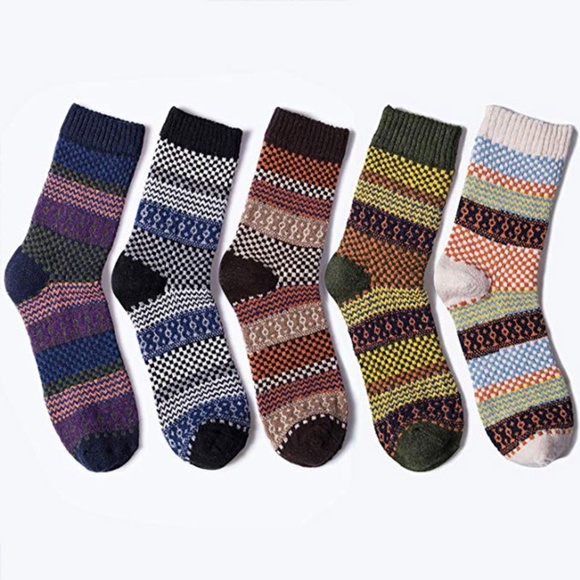 5 Pairs Men's Winter Cony Hair Crew Socks - Picture 2 of 8